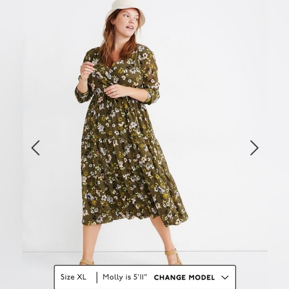 Madewell Cinch-Waist Tiered Midi Dress in Wildblooms